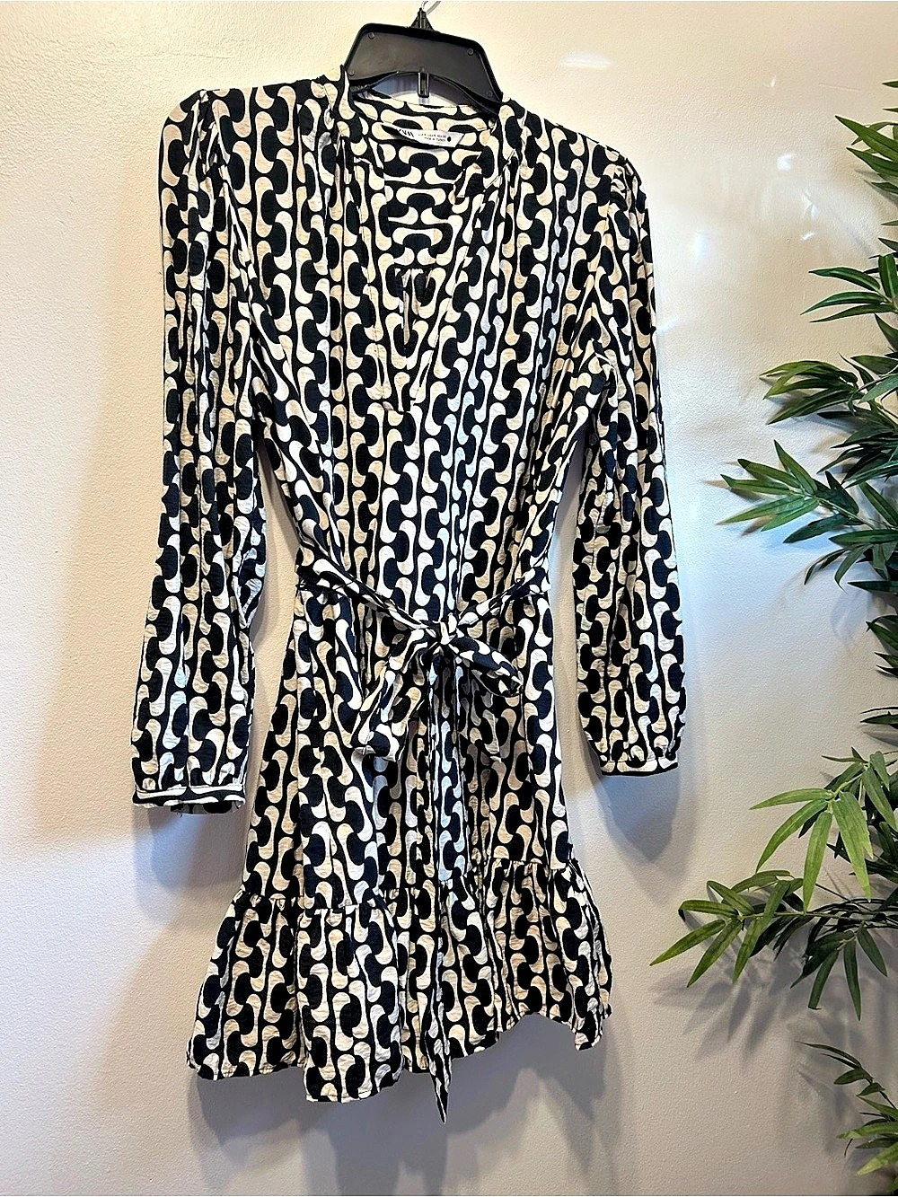 Zara Black & White Abstract Mini Dress